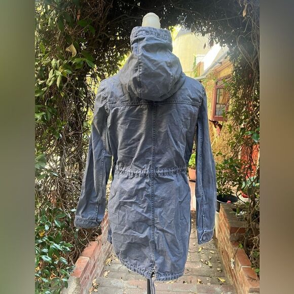 AMERICAN EAGLE DISTRESSED CANVAS UTILITY JACKET HOODED PARKA COAT FADED GRAY S - Picture 5 of 13